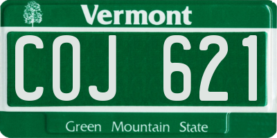 VT license plate COJ621