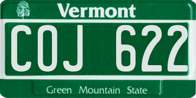 VT license plate COJ622