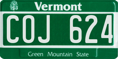 VT license plate COJ624