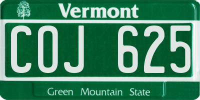 VT license plate COJ625