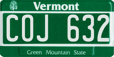 VT license plate COJ632