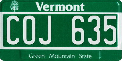 VT license plate COJ635