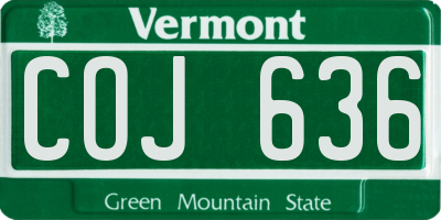 VT license plate COJ636