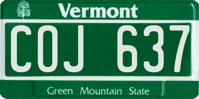 VT license plate COJ637