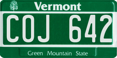 VT license plate COJ642
