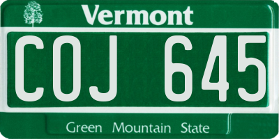 VT license plate COJ645