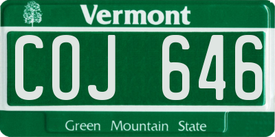 VT license plate COJ646