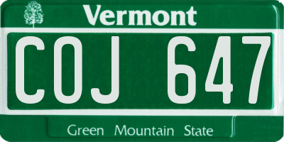 VT license plate COJ647