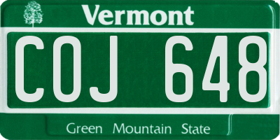 VT license plate COJ648