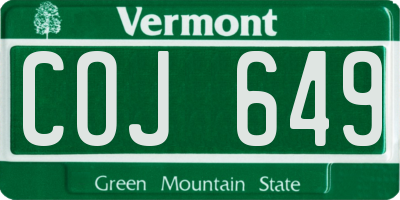 VT license plate COJ649