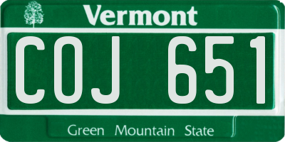 VT license plate COJ651