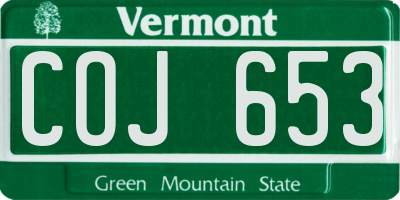 VT license plate COJ653