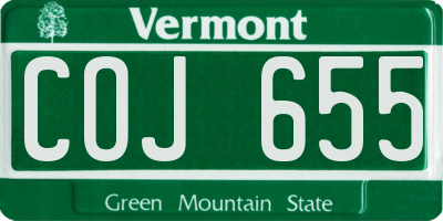 VT license plate COJ655