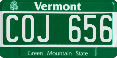 VT license plate COJ656
