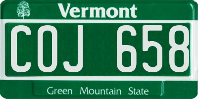 VT license plate COJ658
