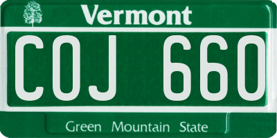 VT license plate COJ660