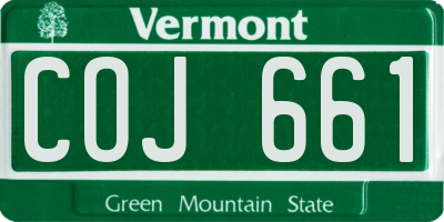 VT license plate COJ661