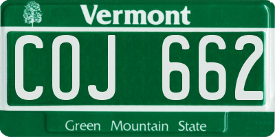 VT license plate COJ662