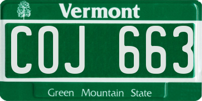 VT license plate COJ663