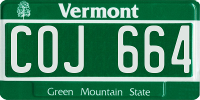VT license plate COJ664