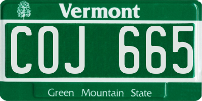VT license plate COJ665