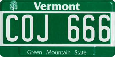 VT license plate COJ666
