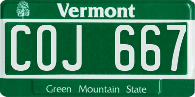 VT license plate COJ667