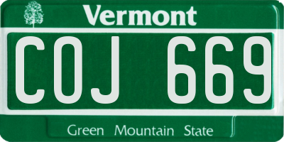 VT license plate COJ669