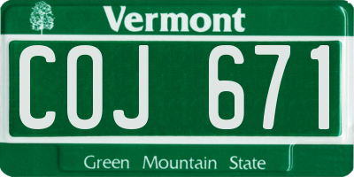 VT license plate COJ671