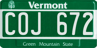 VT license plate COJ672