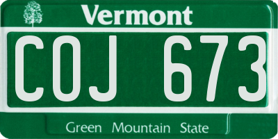 VT license plate COJ673