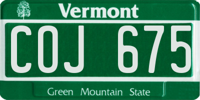 VT license plate COJ675