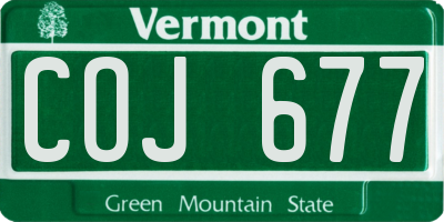 VT license plate COJ677