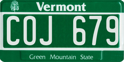 VT license plate COJ679