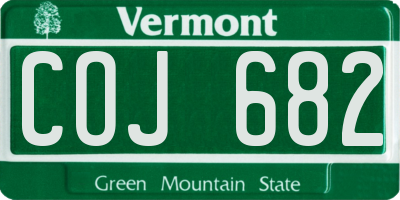 VT license plate COJ682