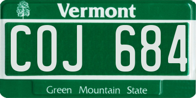VT license plate COJ684