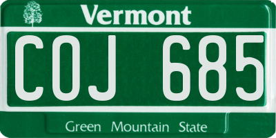 VT license plate COJ685