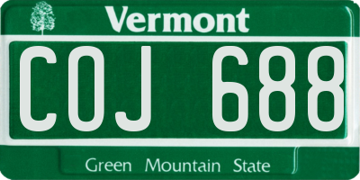 VT license plate COJ688