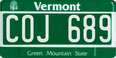 VT license plate COJ689
