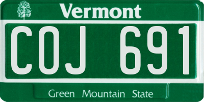 VT license plate COJ691