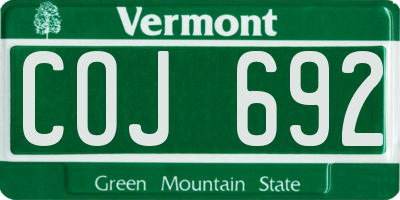 VT license plate COJ692
