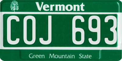 VT license plate COJ693