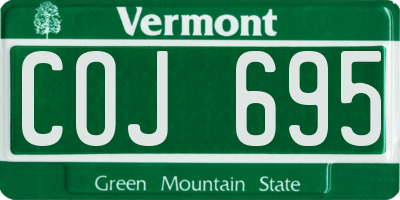 VT license plate COJ695