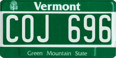 VT license plate COJ696