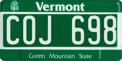 VT license plate COJ698