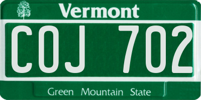 VT license plate COJ702