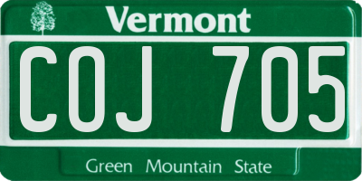 VT license plate COJ705