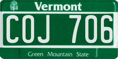 VT license plate COJ706