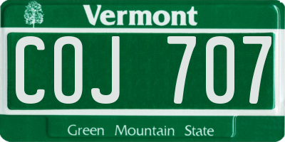 VT license plate COJ707