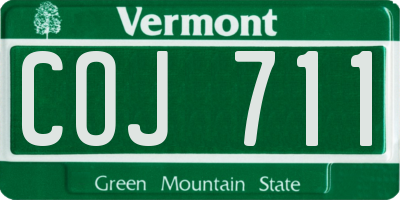 VT license plate COJ711